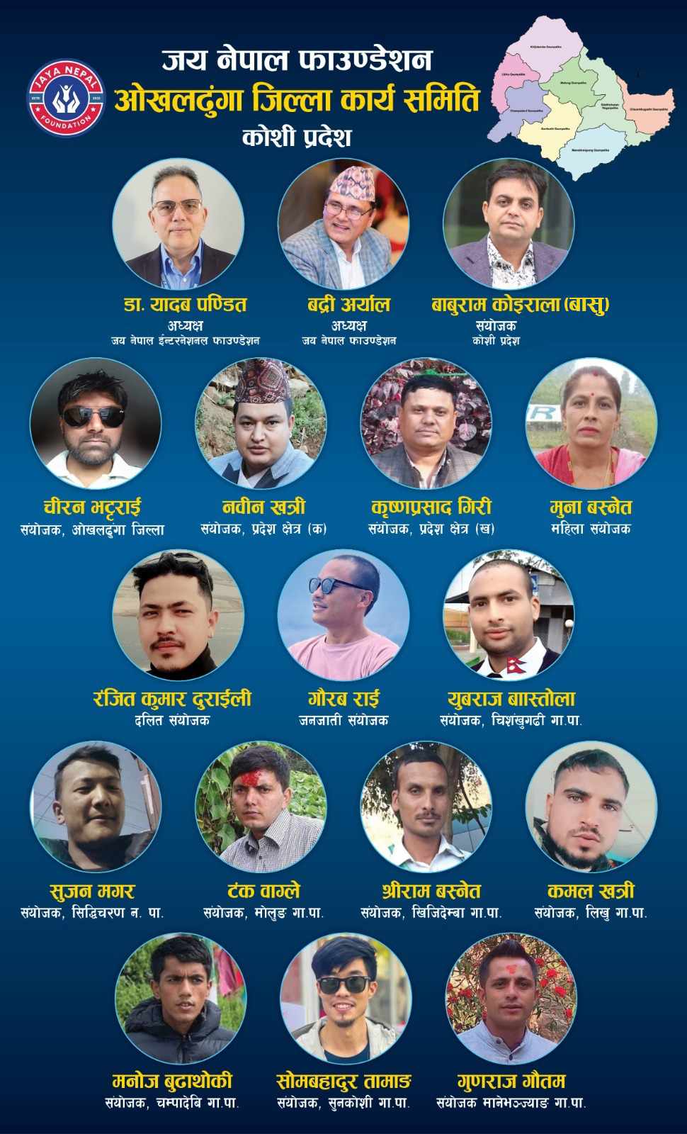 नेपाली काङ्ग्रेसको शुभेच्छुक संस्था जय नेपाल फाउन्डेसनको ओखलढुंगा संयोजकमा भट्टराई स्थानीय संयोजकमा कोको तोकिए